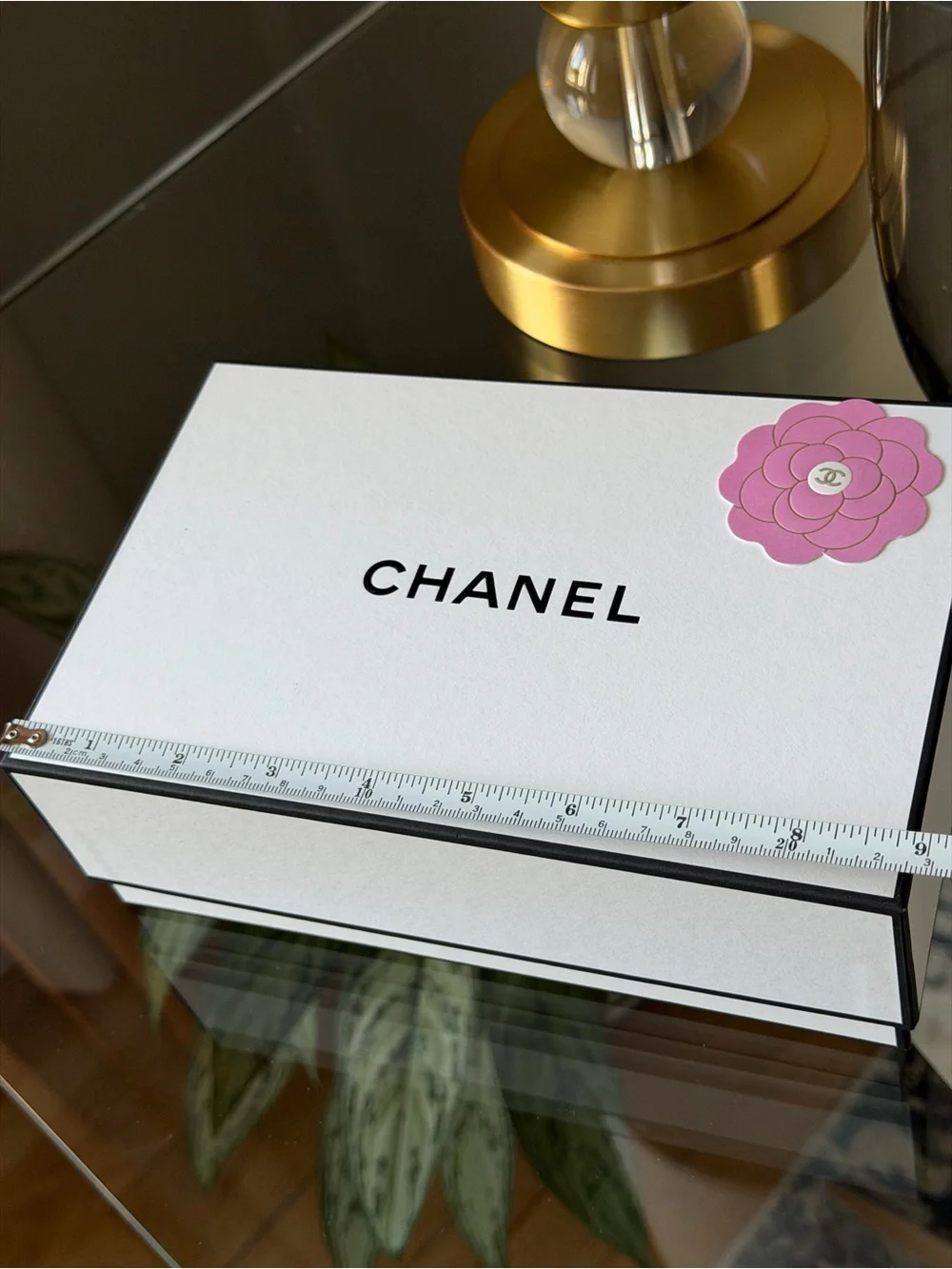 CHANEL White Box with Pink Camellia Detail